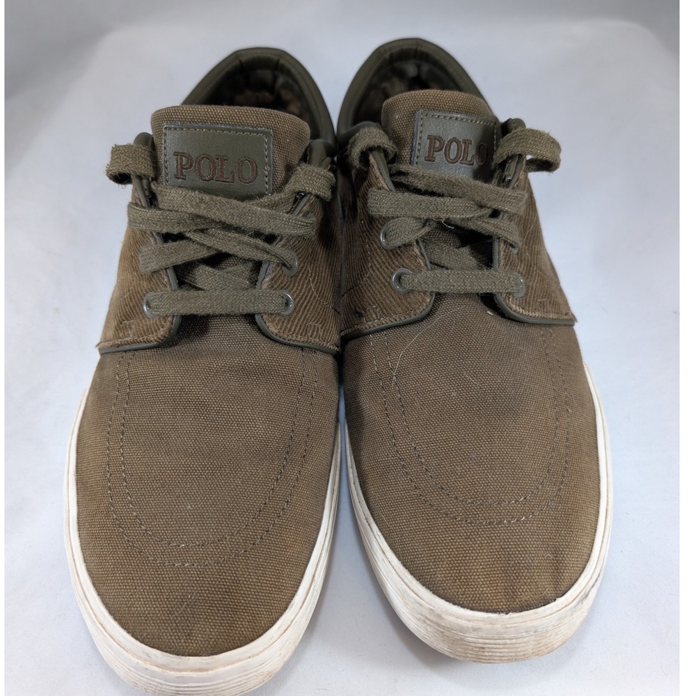 Polo Ralph Lauren Men Brown Canvas Corduroy Low Top Sneakers Shoes Size 11.5D‎
